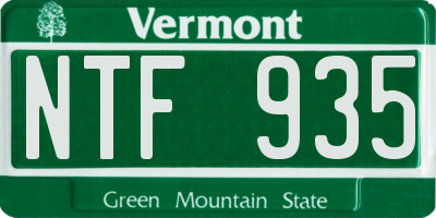 VT license plate NTF935