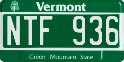 VT license plate NTF936