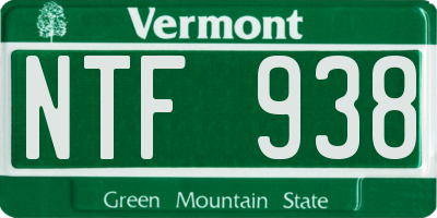 VT license plate NTF938