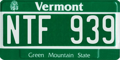 VT license plate NTF939