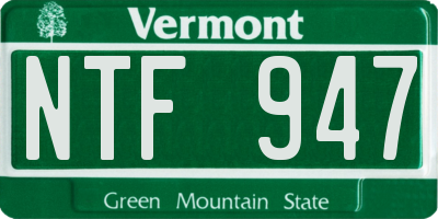 VT license plate NTF947
