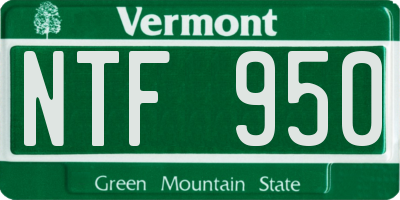 VT license plate NTF950