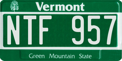 VT license plate NTF957
