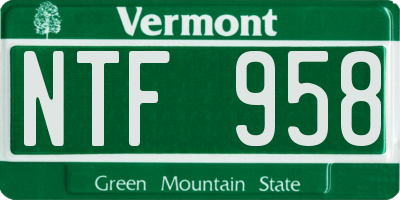 VT license plate NTF958
