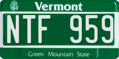 VT license plate NTF959