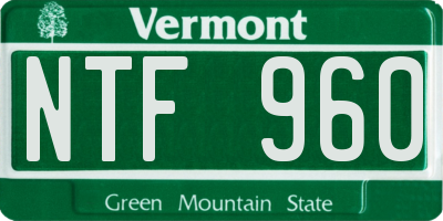 VT license plate NTF960