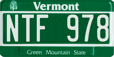 VT license plate NTF978