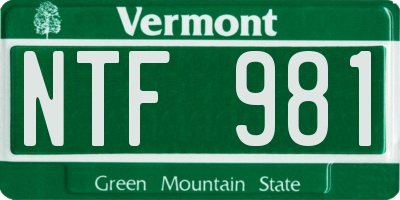 VT license plate NTF981