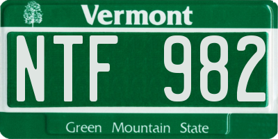 VT license plate NTF982