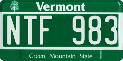 VT license plate NTF983