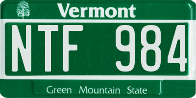 VT license plate NTF984