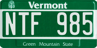 VT license plate NTF985