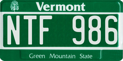 VT license plate NTF986