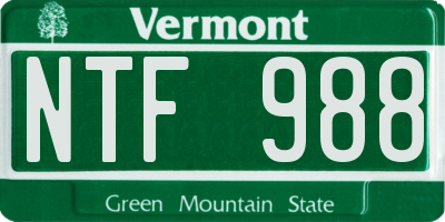 VT license plate NTF988