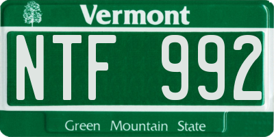 VT license plate NTF992