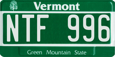 VT license plate NTF996