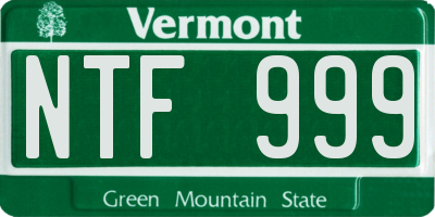 VT license plate NTF999