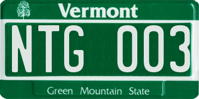 VT license plate NTG003
