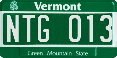 VT license plate NTG013