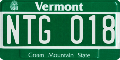 VT license plate NTG018