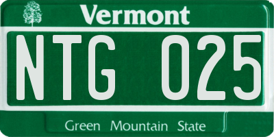 VT license plate NTG025