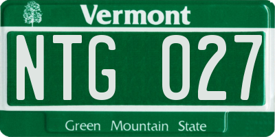 VT license plate NTG027