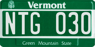 VT license plate NTG030