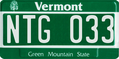 VT license plate NTG033