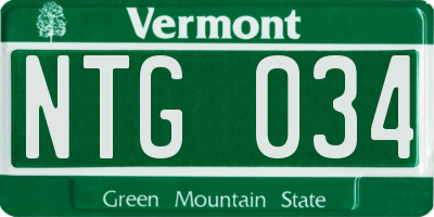 VT license plate NTG034
