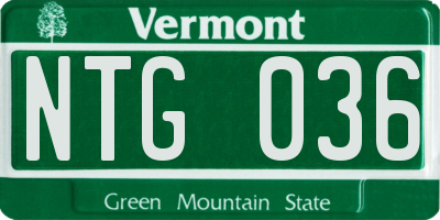 VT license plate NTG036