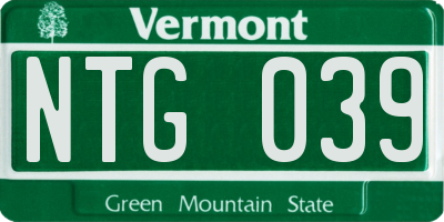 VT license plate NTG039