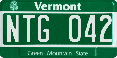 VT license plate NTG042