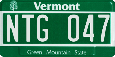 VT license plate NTG047