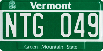 VT license plate NTG049