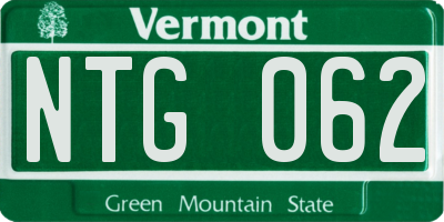 VT license plate NTG062