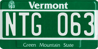 VT license plate NTG063