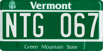 VT license plate NTG067