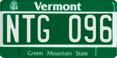 VT license plate NTG096