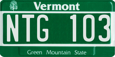 VT license plate NTG103