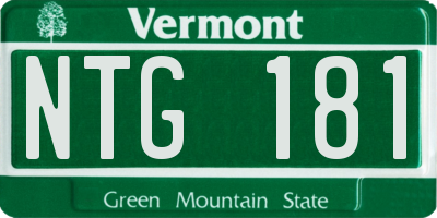 VT license plate NTG181