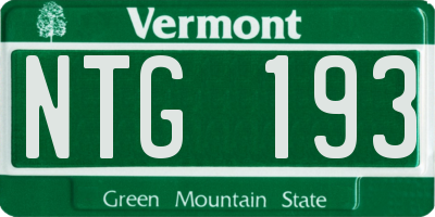 VT license plate NTG193
