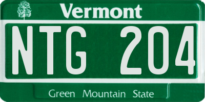VT license plate NTG204