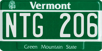 VT license plate NTG206