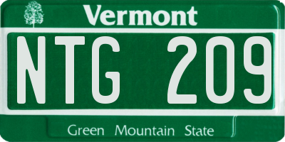 VT license plate NTG209