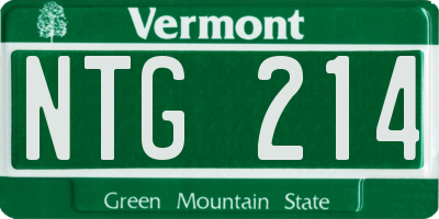 VT license plate NTG214