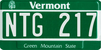 VT license plate NTG217