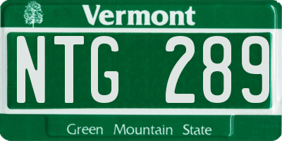 VT license plate NTG289