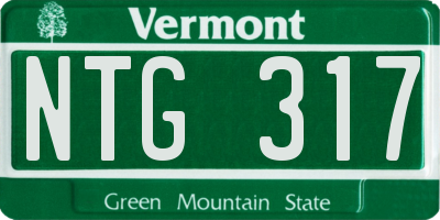 VT license plate NTG317