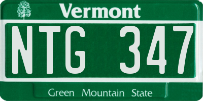 VT license plate NTG347