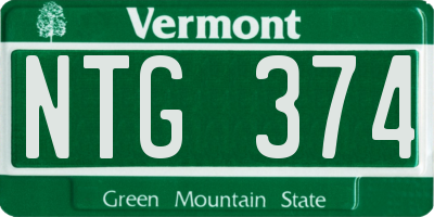 VT license plate NTG374